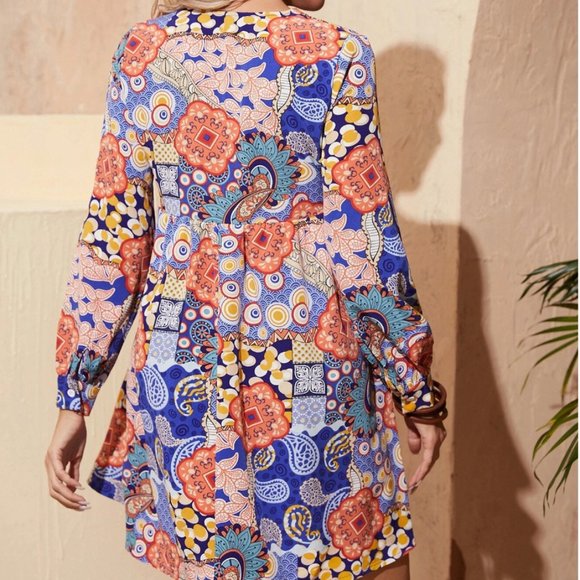 Floral & Paisley Print Dress - Picture 2 of 6